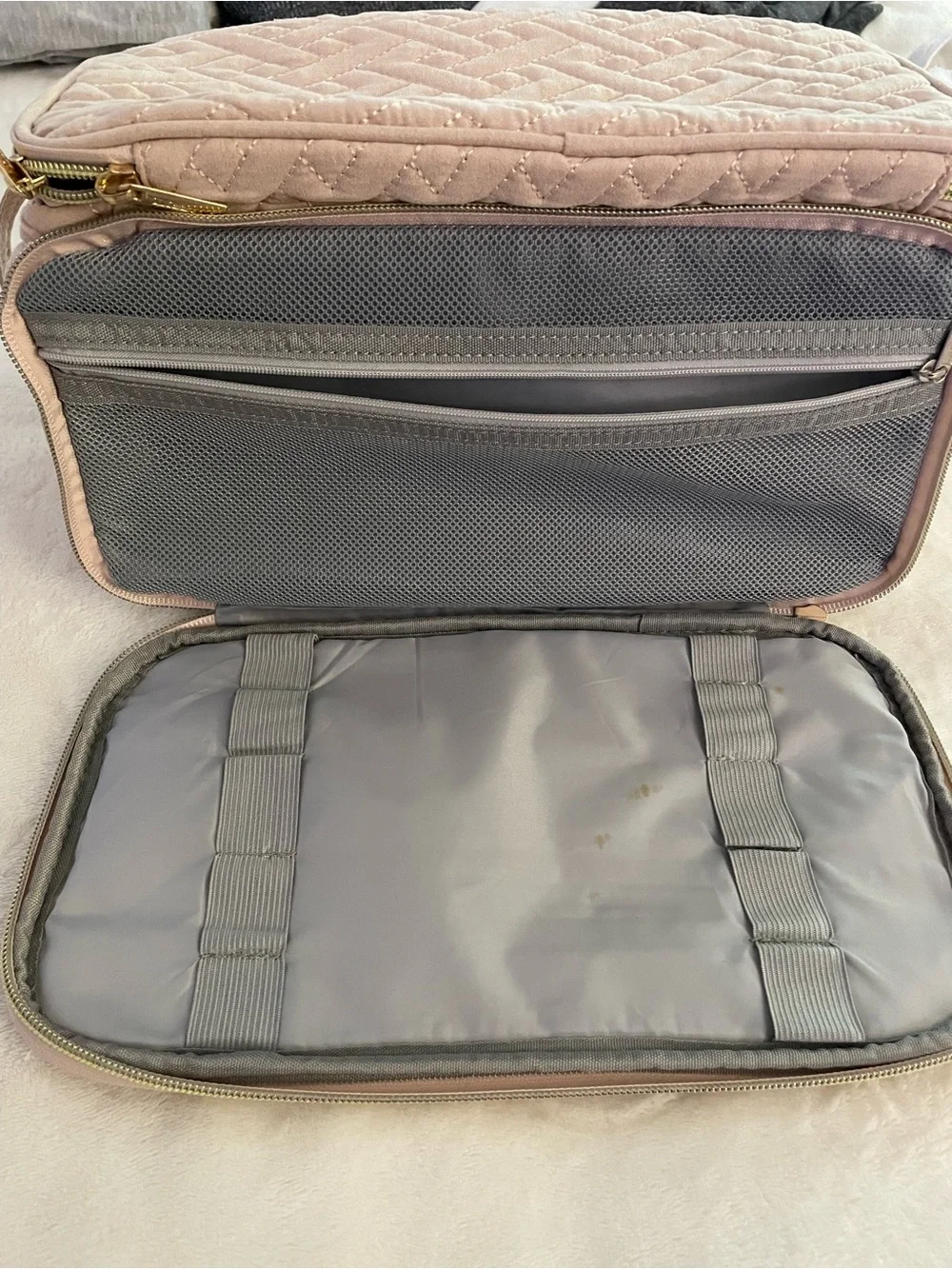 Quilted Mauve Travel Cosmetic Bag